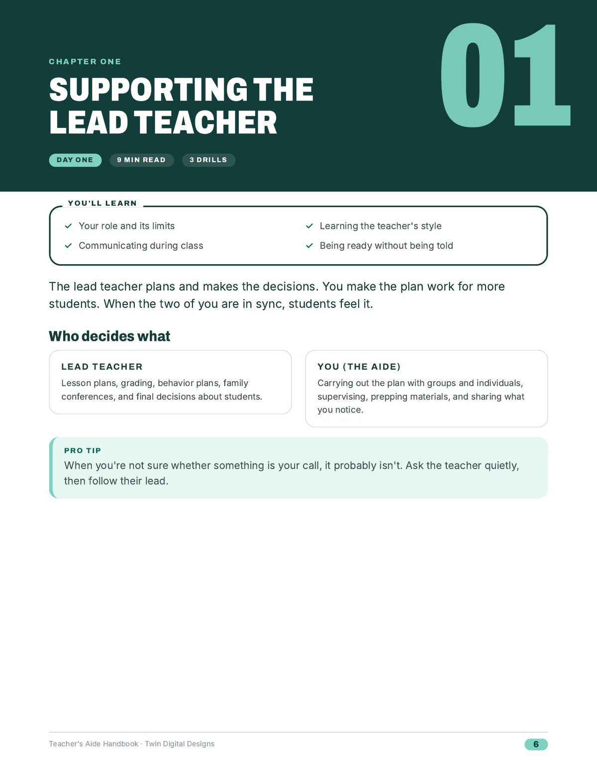 Teacher's Aide Handbook: Classroom Support, Behavior Help, and Teamwork - inside page 6
