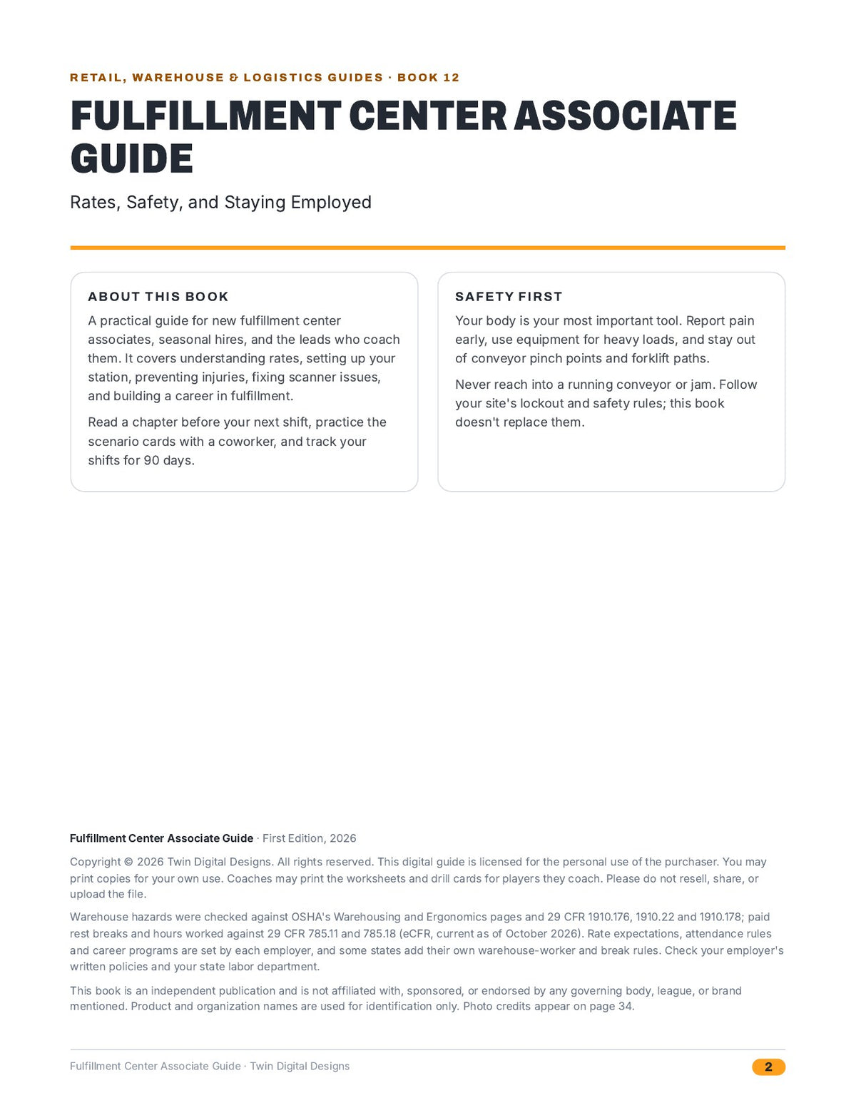 Fulfillment Center Associate Guide: Rates, Safety, and Staying Employed - inside page 2