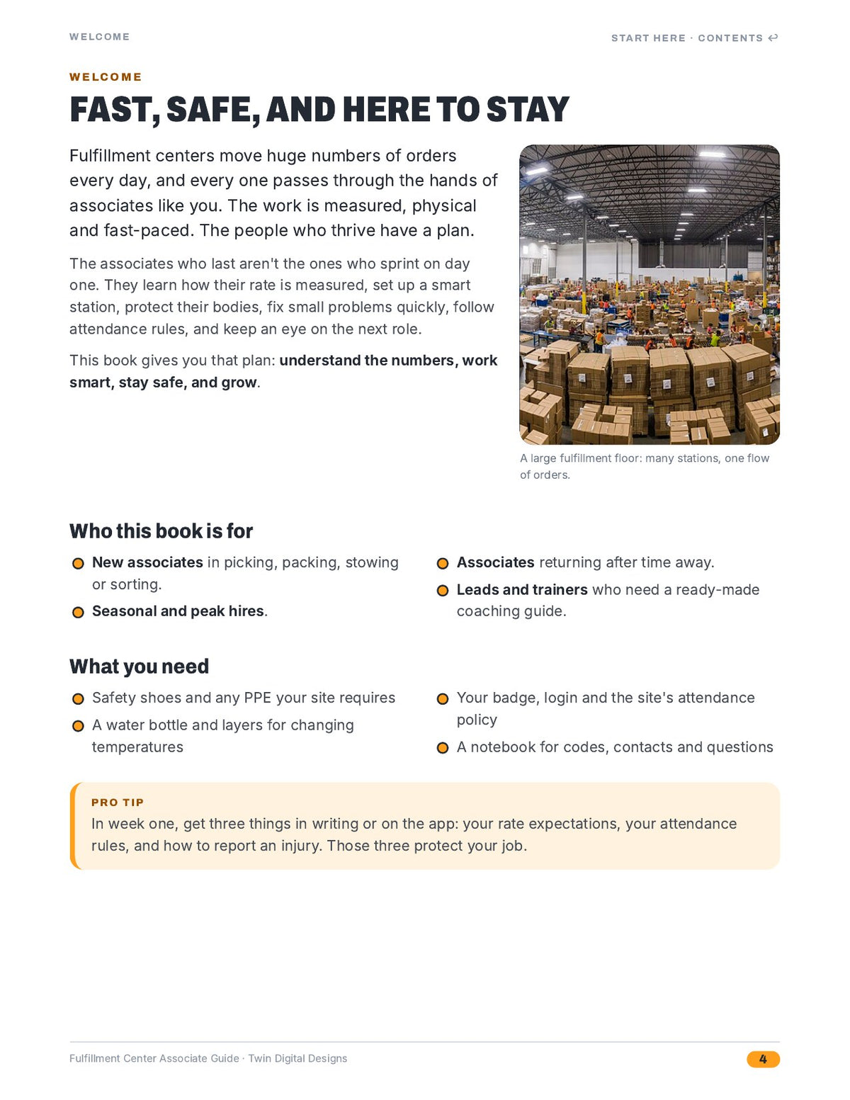Fulfillment Center Associate Guide: Rates, Safety, and Staying Employed - inside page 4