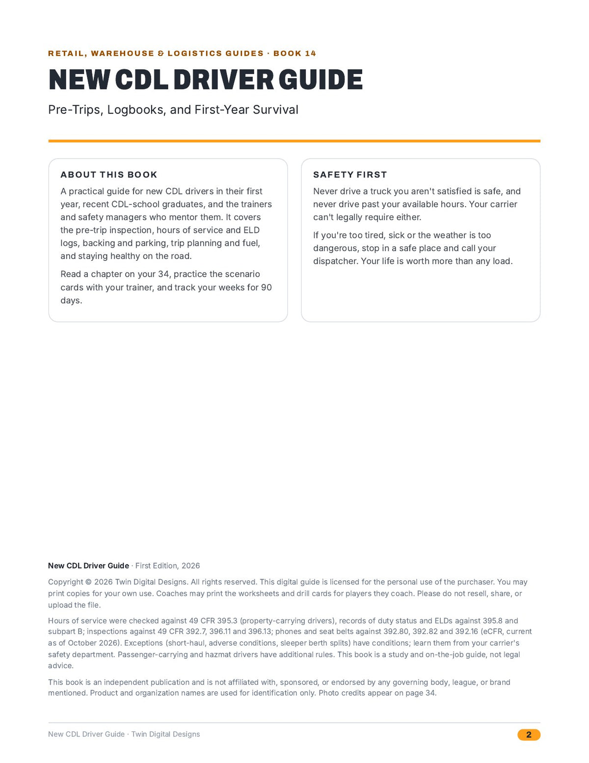 New CDL Driver Guide: Pre-Trips, Logbooks, and First-Year Survival - inside page 2