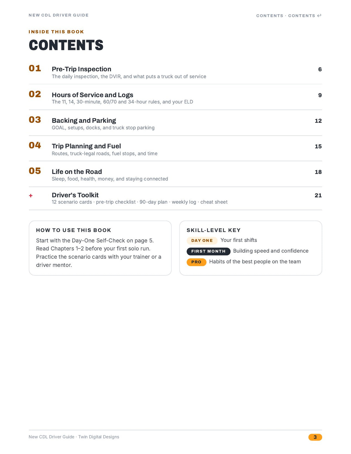 New CDL Driver Guide: Pre-Trips, Logbooks, and First-Year Survival - inside page 3