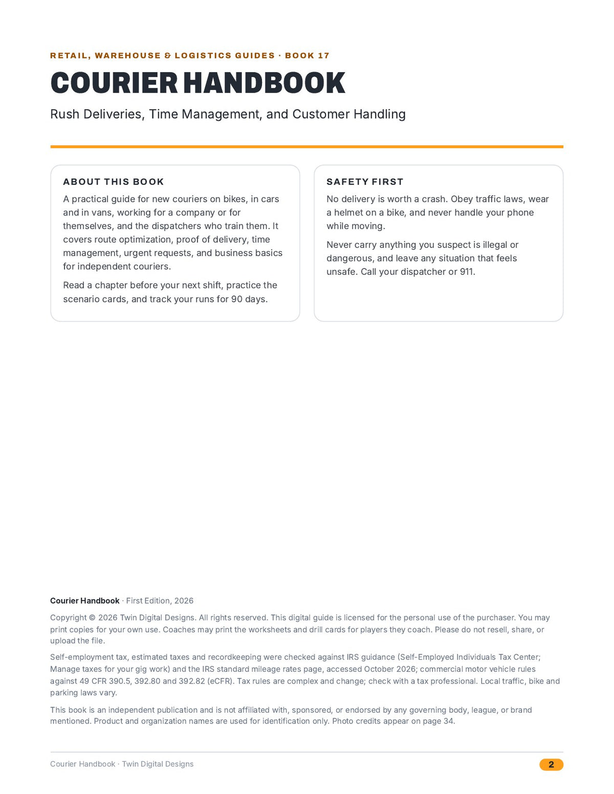 Courier Handbook: Rush Deliveries, Time Management, and Customer Handling - inside page 2