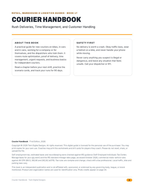 Courier Handbook: Rush Deliveries, Time Management, and Customer Handling - inside page 2