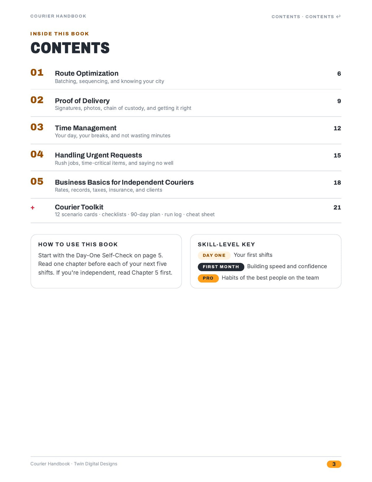 Courier Handbook: Rush Deliveries, Time Management, and Customer Handling - inside page 3