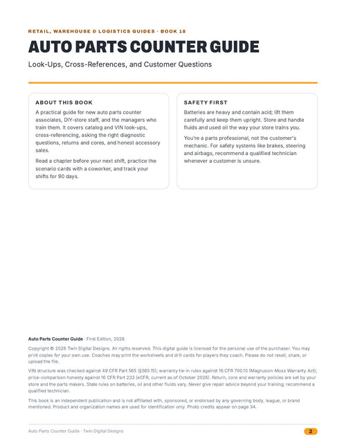 Auto Parts Counter Guide: Look-Ups, Cross-References, and Customer Questions - inside page 2