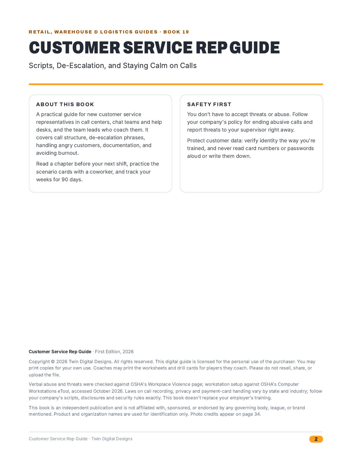 Customer Service Rep Guide: Scripts, De-Escalation, and Staying Calm on Calls - inside page 2