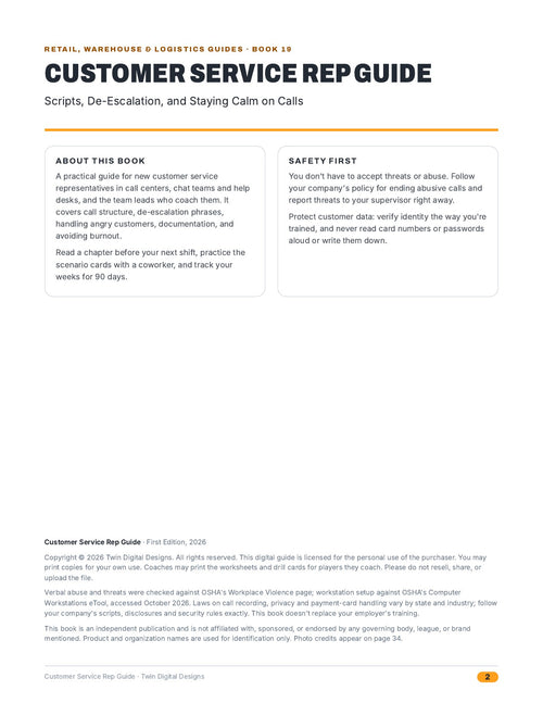 Customer Service Rep Guide: Scripts, De-Escalation, and Staying Calm on Calls - inside page 2