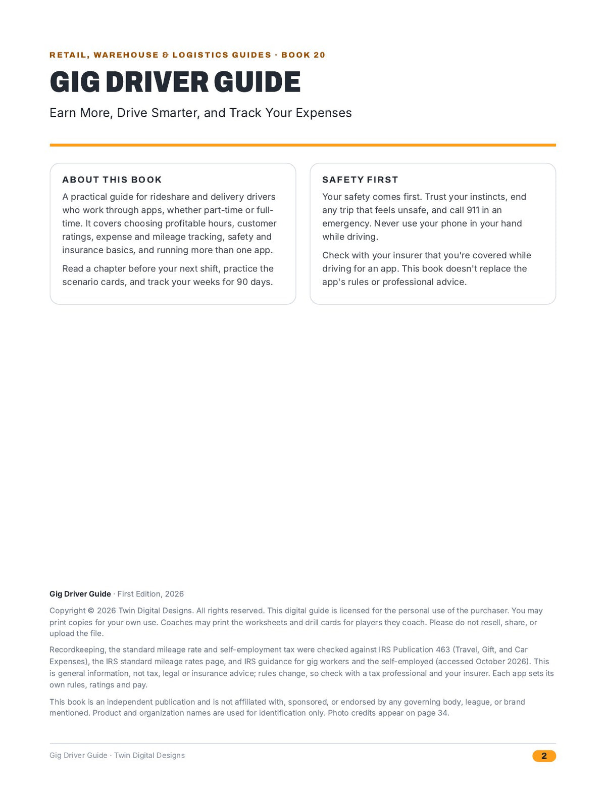 Gig Driver Guide: Earn More, Drive Smarter, and Track Your Expenses - inside page 2