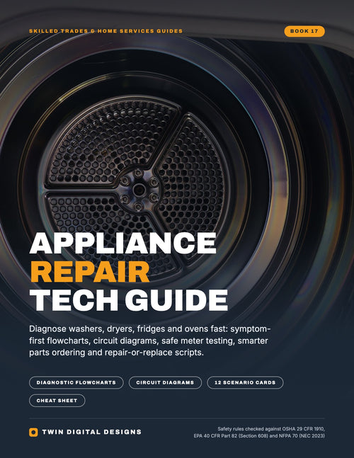 Appliance Repair Tech Guide ebook cover by Twin Digital Designs