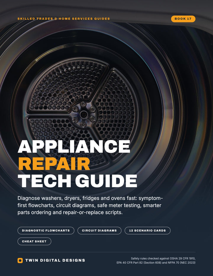 Appliance Repair Tech Guide ebook cover by Twin Digital Designs