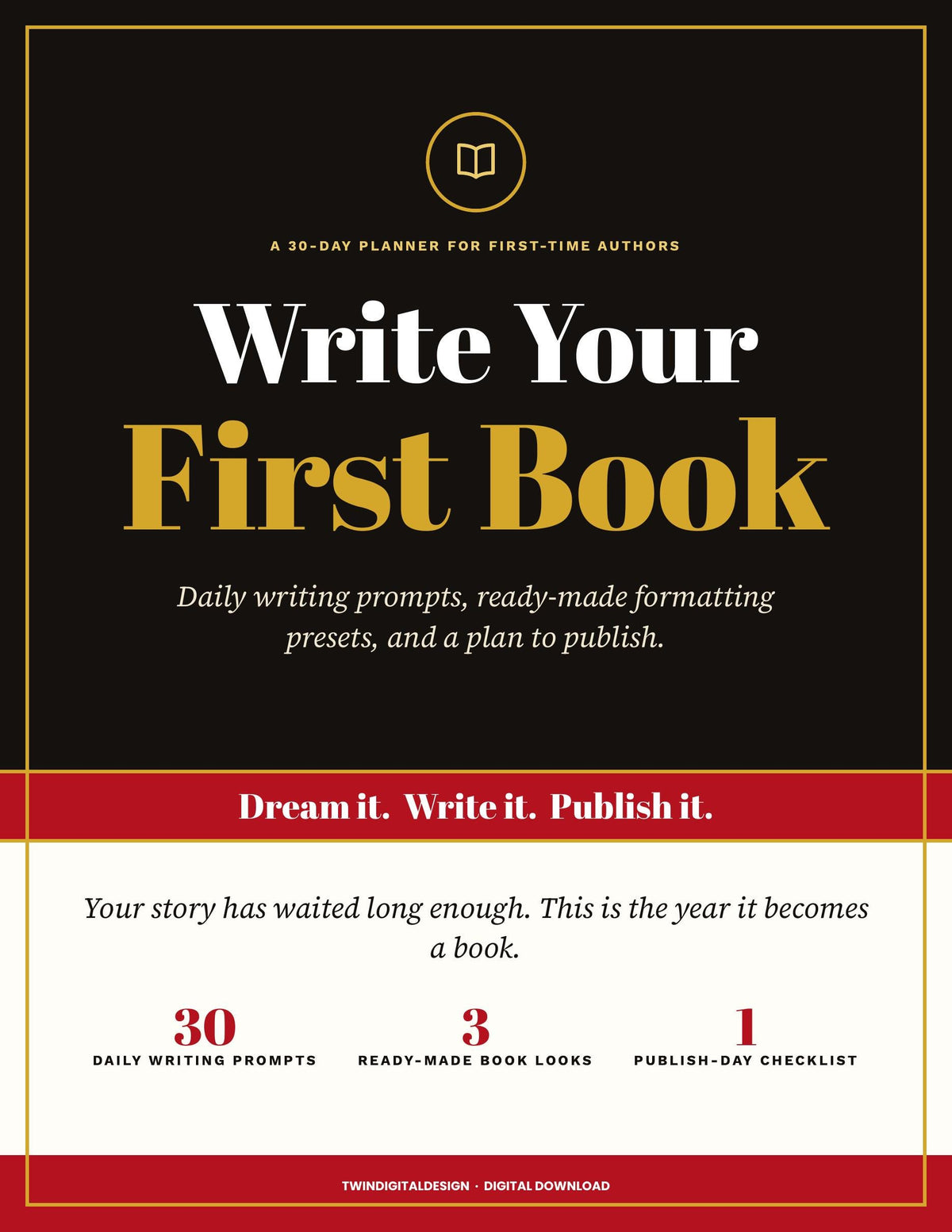 Write Your First Book 30 Day Planner cover
