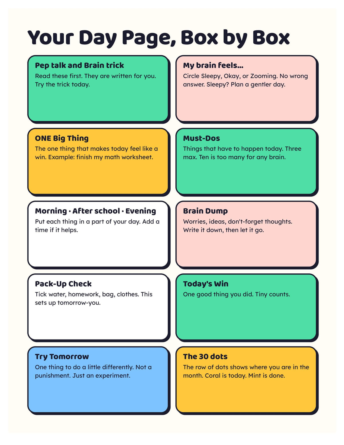 My Brain, My Plan: ADHD Planner for Kids Ages 8-13 (Printable PDF)